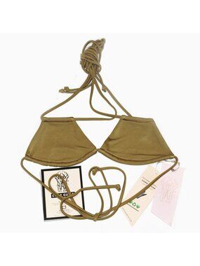 We are HAH Haht Titsy Multi Way Swim Top Shroom Gold Size Small #16035